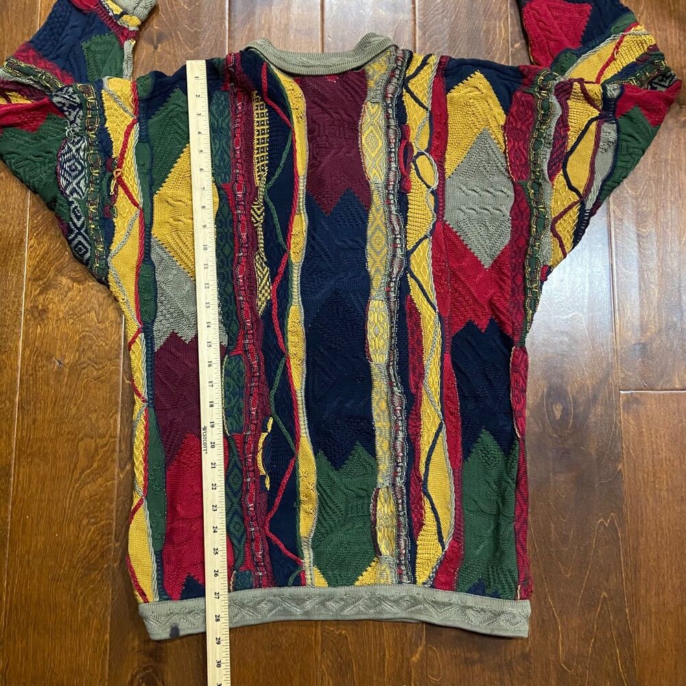 Coogi Australia Vintage Y2K 3D Knit Multicolored Polo Sweater Men's Size Medium - Picture 9 of 9